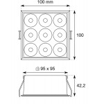 Foco empotrar LED fijo Cuadrado 100x100mm PUNT 18W UGR15